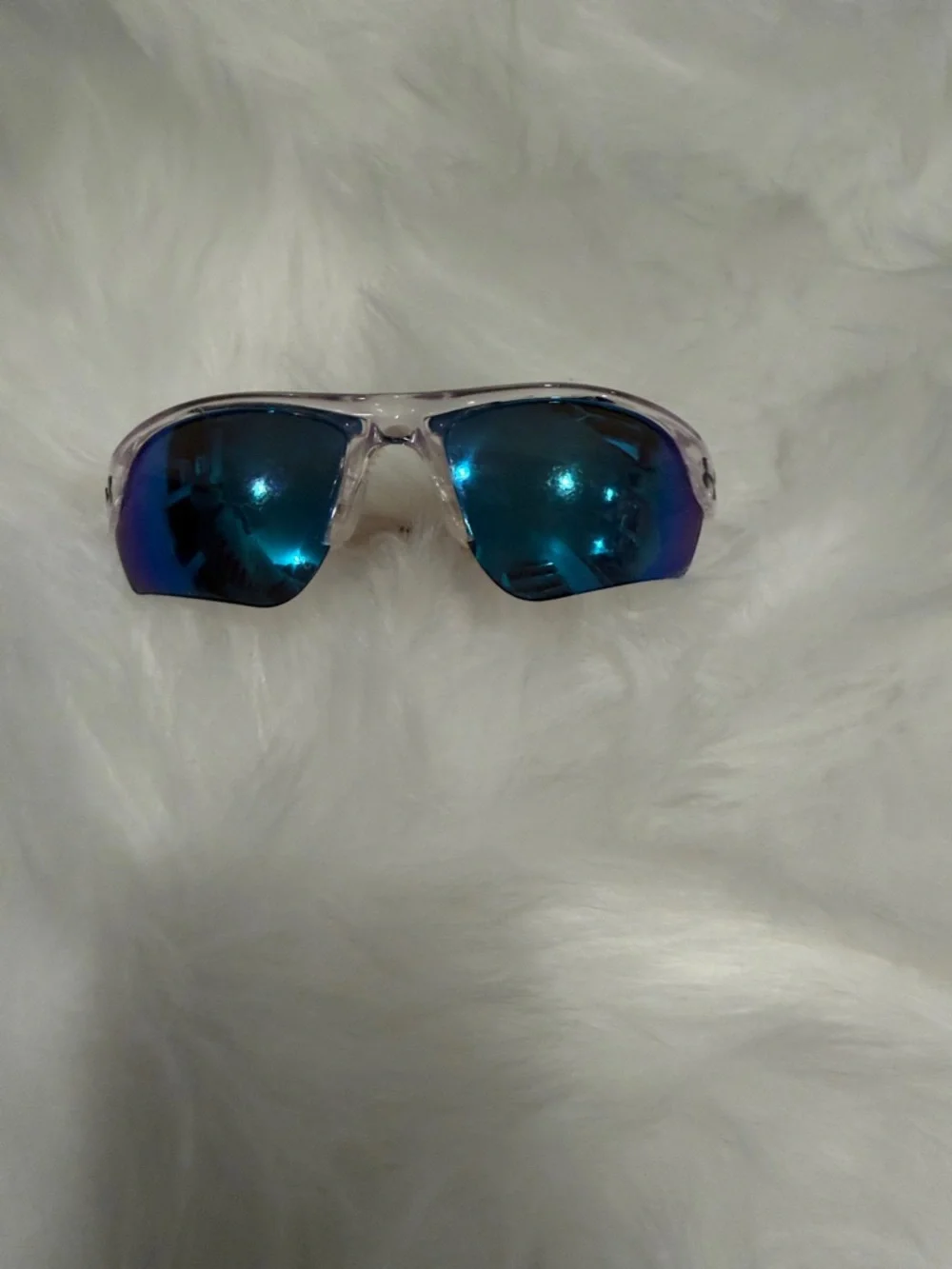 Under Armour Kids Sunglasses Clear Frame Blue Mirrored Lenses